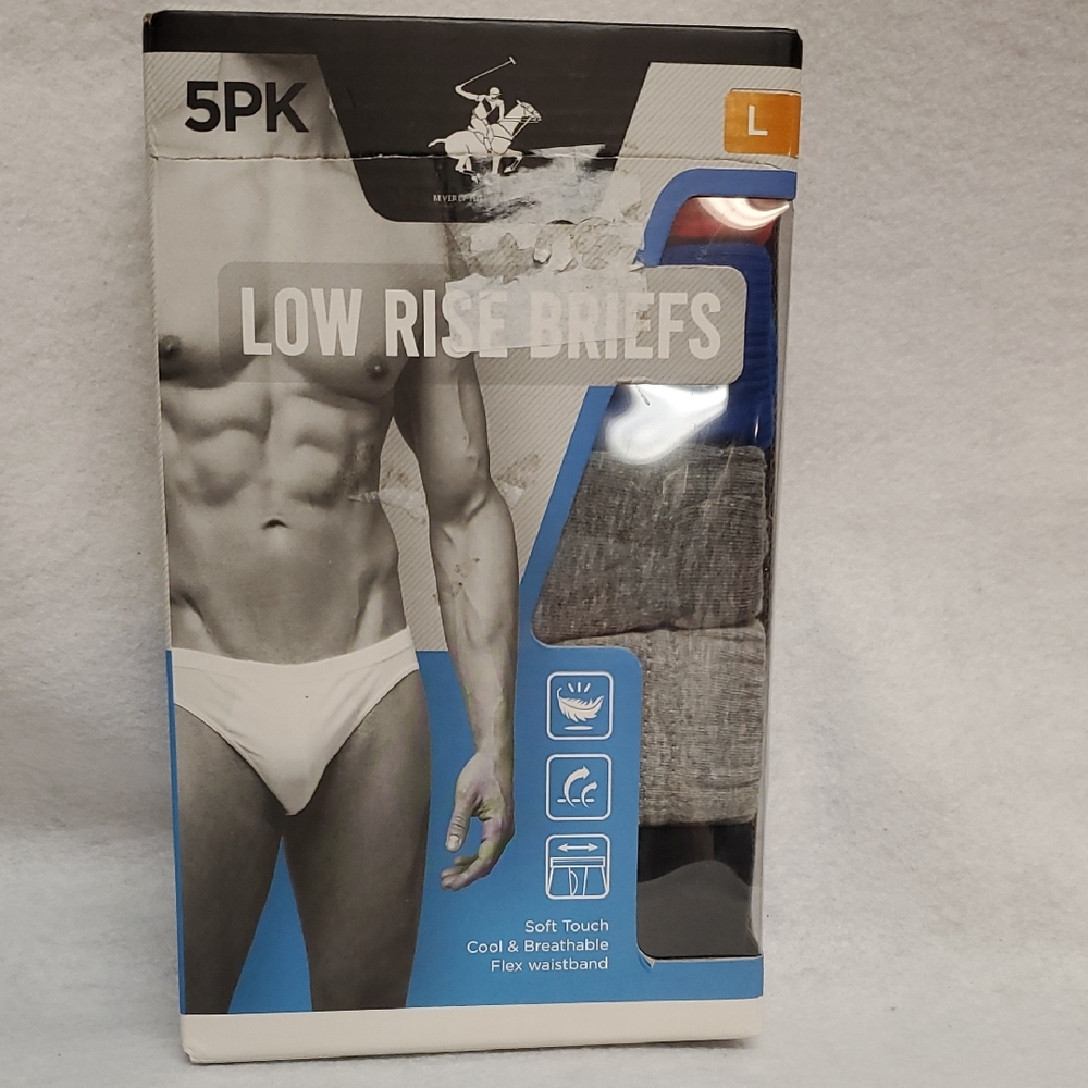 Beverly Hills Polo Club Low Rise Briefs 5-Pack in Gray